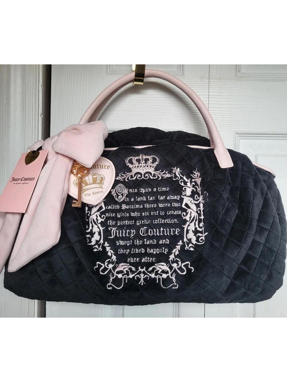 NWT Juicy Couture Black Pink Tale Dumpling Baguette Bag